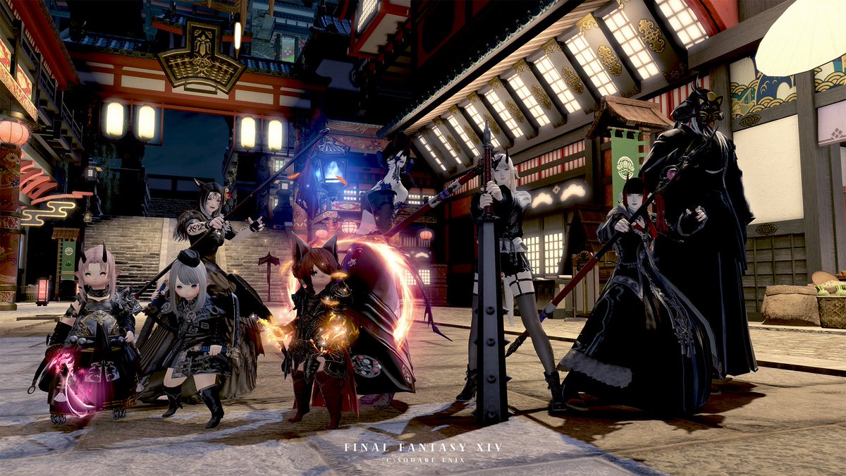 azkn_ff14's tweet photo. nook百鬼夜行👹🏮
昨晩はcwlsの皆さんと百鬼夜行撮影会でした📸✨ 白黒チームに別れて対峙するのカッコ良過ぎる…皆さんクオリティ高くて眼福でした…っ！和風って最高や☺️👍♡
#nook_cwls https://t.co/nIj1FRLDvp