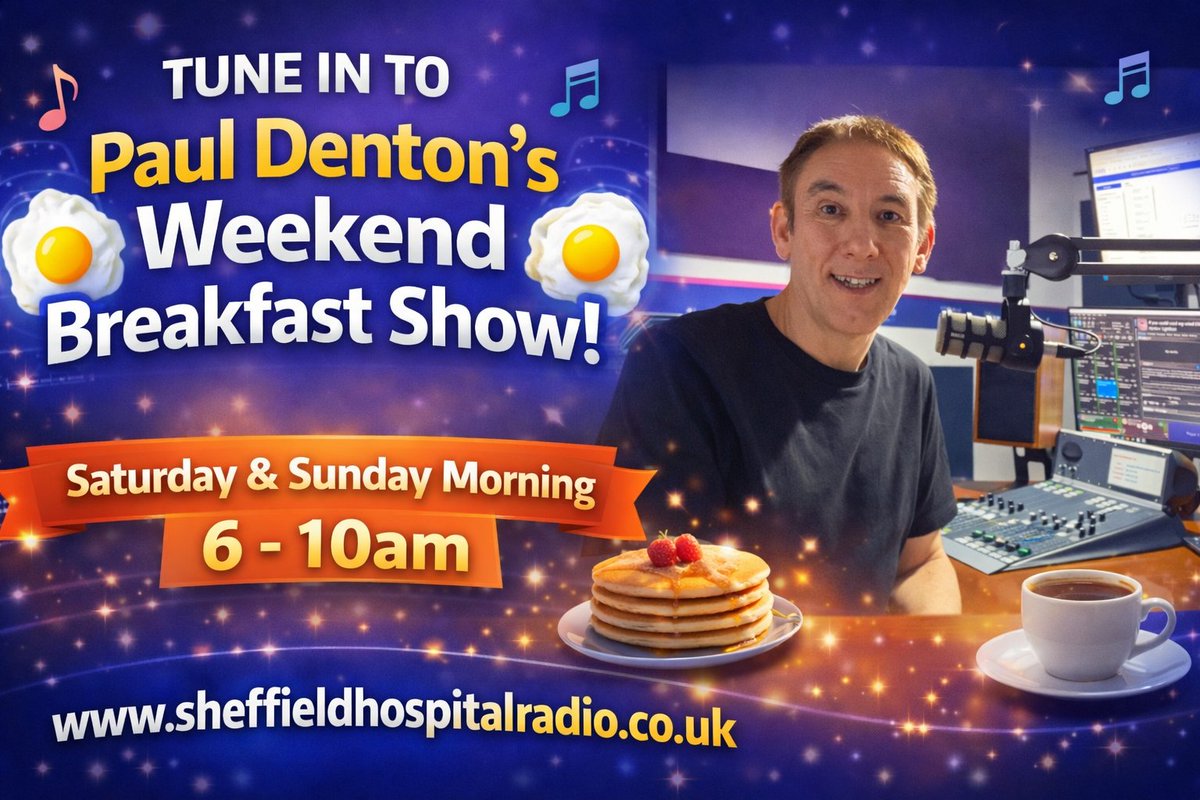 ListenToSHR's tweet photo. Start your weekend with Paul Denton’s Breakfast Show. Great tunes + Triple Plays from the 60s, 70s, 80s & 90s! Every Saturday & Sunday morning from 6AM. https://t.co/kJtRpcQiWq #WeekendVibes #Sheffield #RetroHits #hospitalradio #sheffieldhospitalradio #radio #charity https://t.co/sdpu3K3nRt
