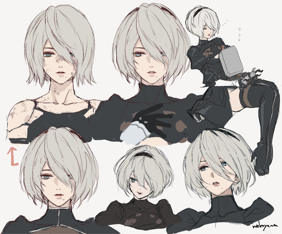 2B_pod042's tweet photo. 2B可愛すぎる+A2の絵 https://t.co/9IAPn56Kss