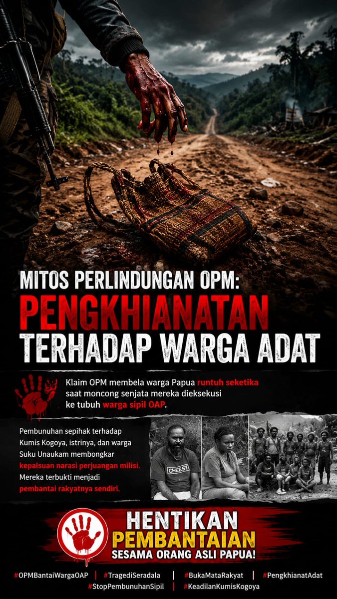 Torangcintapap1's tweet photo. Kekejaman OPM yang tega membunuh warga sipil asli Papua, bohong kalau mereka memperjuangkan Papua #OPMpembunuhOAP https://t.co/hODFSAtS09