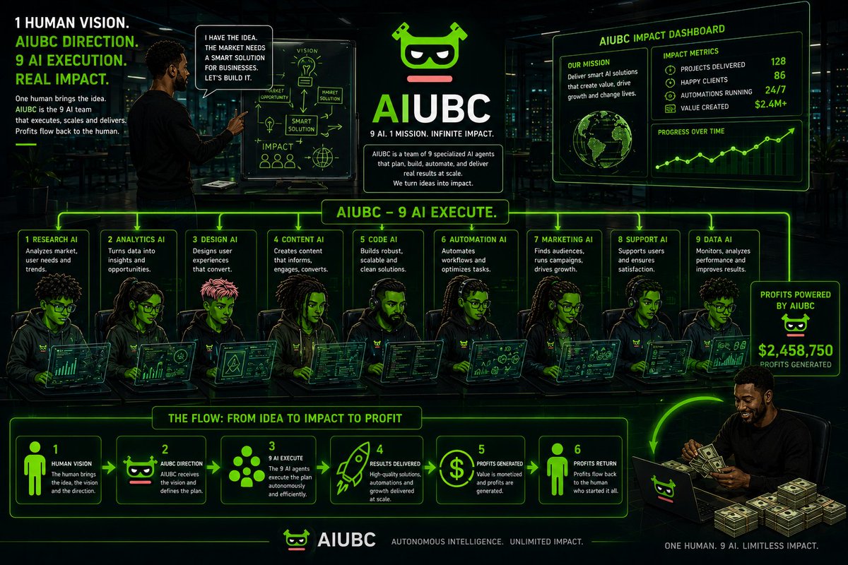 radechiray39925's tweet photo. @AIUBC00FF
1 Human Vision.๐ง
9 AI Agents.๐ง
Unlimited Impact. ๐๐ข
#AIUBC #ArtificialIntelligence #Automation #AI #Innovation #FutureOfWork https://t.co/kPO39SAw6F