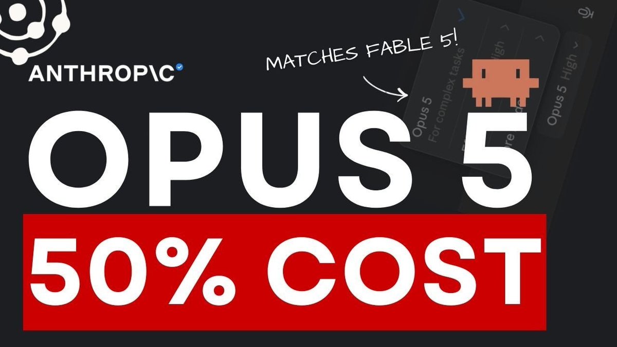 TechThought_org's tweet photo. 🚀 Anthropic's new Claude Opus 5 is here, matching Fable 5's performance at half the price! 🤯 Scoring 30.2% on Arc AGI 3 vs Fable 5's 7.8%, it's redefining advanced reasoning value. A game-changer for cost-effective AI. 🧠💡 #AIModels #Anthropic #ClaudeOpus5 @GeekyGadgets
geeky-gadgets .com/claude-opus-5-fable-5-comparison/