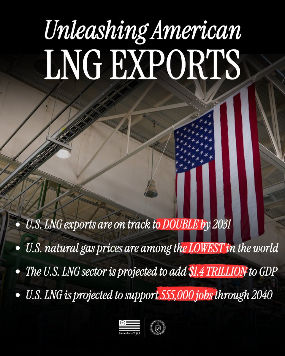 ENERGY's tweet photo. American LNG is the United States' energy superpower thanks to @POTUS! https://t.co/rh5Gr1xqD3