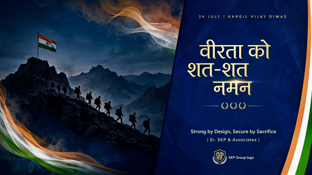 ErPrajapatiSan's tweet photo. 🇮🇳 26 JULY | Kargil Vijay Diwas

वीरता को शत-शत नमन! 🙏

जिस तरह मजबूत नींव इमारत को बचाती है, वैसे ही हमारे जवान देश को सुरक्षित रखते हैं।

Operation Vijay के अमर बलिदानियों को श्रद्धांजलि।

जय हिंद! 🇮🇳

#KargilVijayDiwas #IndianArmy #Kargil1999 #JaiHind #SKPGroup #Meerut https://t.co/r4KvwbogST