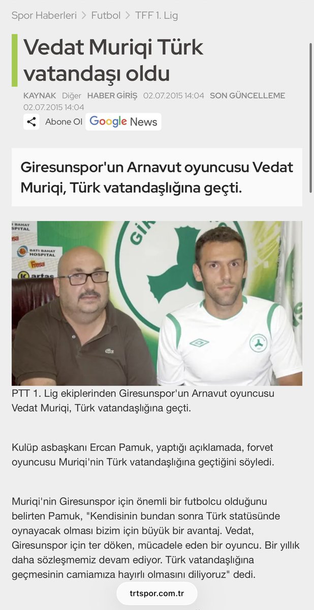 Feneristcom's tweet photo. 2015 yılında Türk varandaşı olan Vedat Muriqi yabancı statüsünde oynatılıyor! https://t.co/0EfFWf4rxp