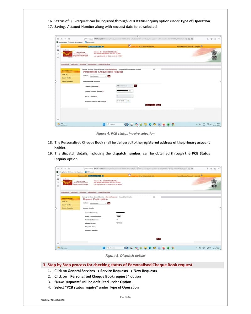 StaffNews_In's tweet photo. Online request facility for Personalized Cheque Book (PCB) for Post Office Savings Account (POSA) customers through Internet Banking: Department of Posts issues SOP vide SB Order No. 08/2026
https://t.co/xPs9RzvAoW
#PostOffice #POSB #PostOfficeSavingBank #ChequeBook #Banking #Staffnews
