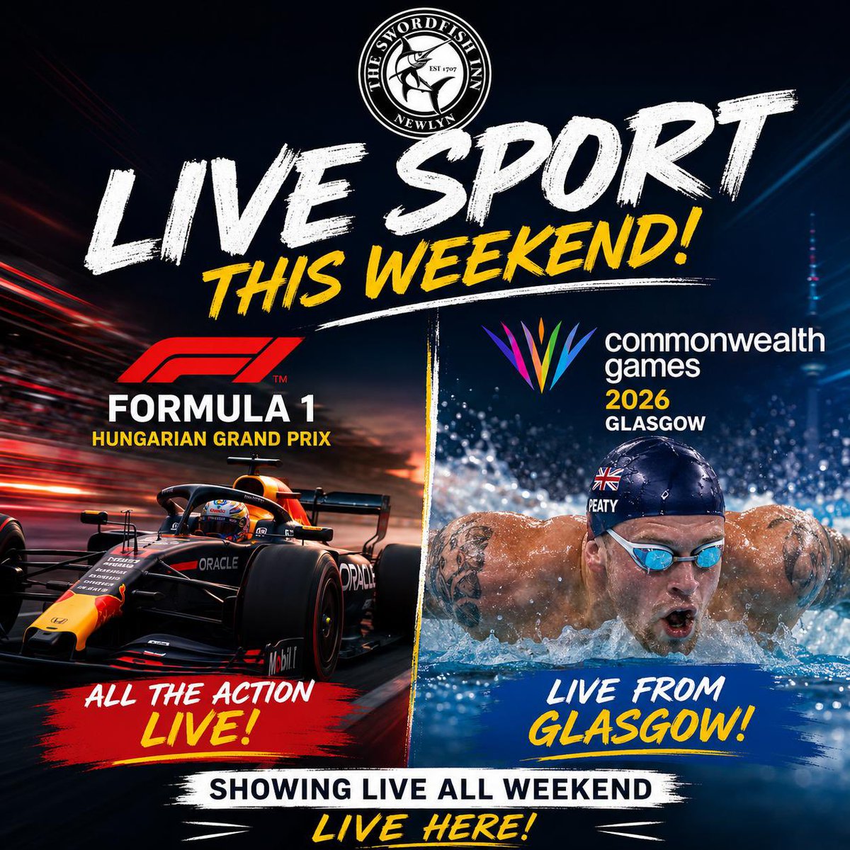 InnNewlyn's tweet photo. Big day today at the Swordy with Tommy DJ Casino from 4-6pm outside plus the @SkySportsF1 and @thecgf live all day 🍻@fanatical100 @wharveyandsons @CornishPirates1 @PenzanceAFC @PZHTravelUpdate @nowellsy15 @jack_shannon86 @MouseholeAFC @ThroughTheGaps @NewlynFishing https://t.co/UE9jBdTJYS