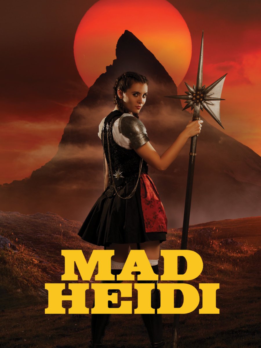 wtbilly_bot's tweet photo. マッド・ハイジ（Mad Heidi 22/瑞）

「教えておじいさん、復讐の仕方を！」
アルムの山のハイジが大きくなったよ。スイスの文化を十二分に盛り込みながら、B級映画感満載のとんでも映画。夕陽を背にしたハイジの修行シーンがアツかったな https://t.co/JS0oZDf1Pz