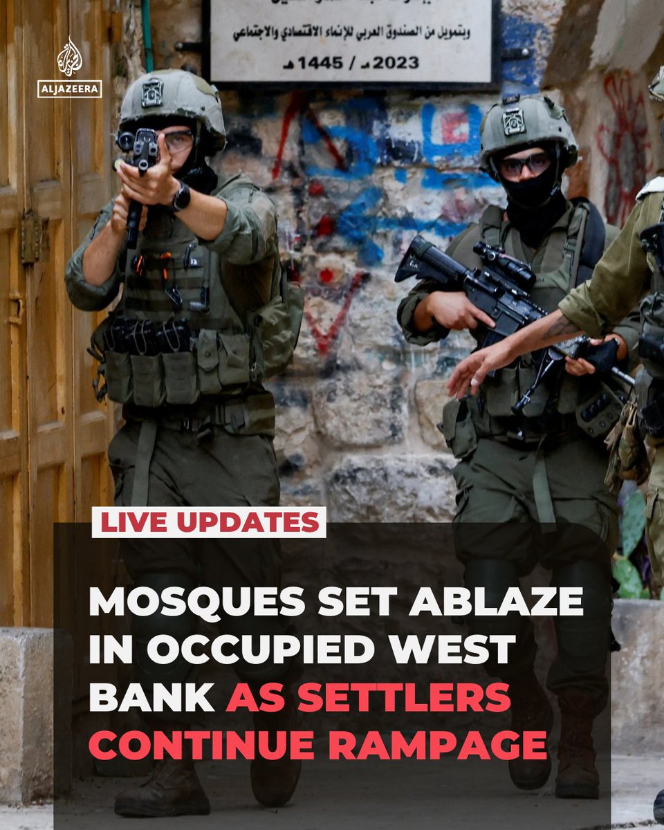 AJEnglish's tweet photo. Israeli soldiers storm the occupied West Bank city of Nablus in the early hours and detain dozens of Palestinians, as Israeli settlers carry out arson attacks on Palestinian homes and mosques overnight.

🔴 Follow our LIVE coverage: https://t.co/mUzUV6LeCt https://t.co/ZFV3DBiqir