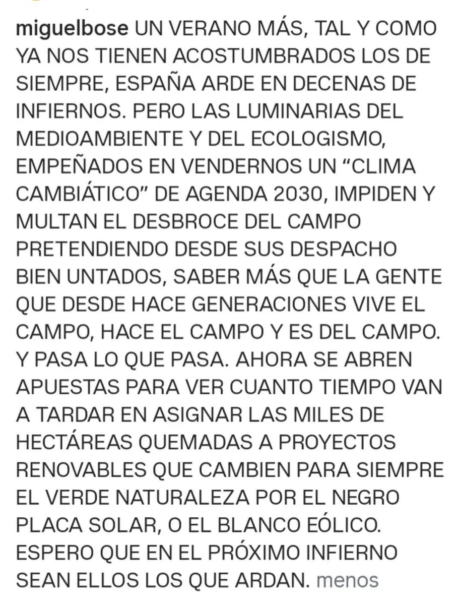 carlos_astiz's tweet photo. De Miguel Bosé. Cada vez hay más despiertos ante la farsa climática de la mafia criminal https://t.co/FFr96iMLHf