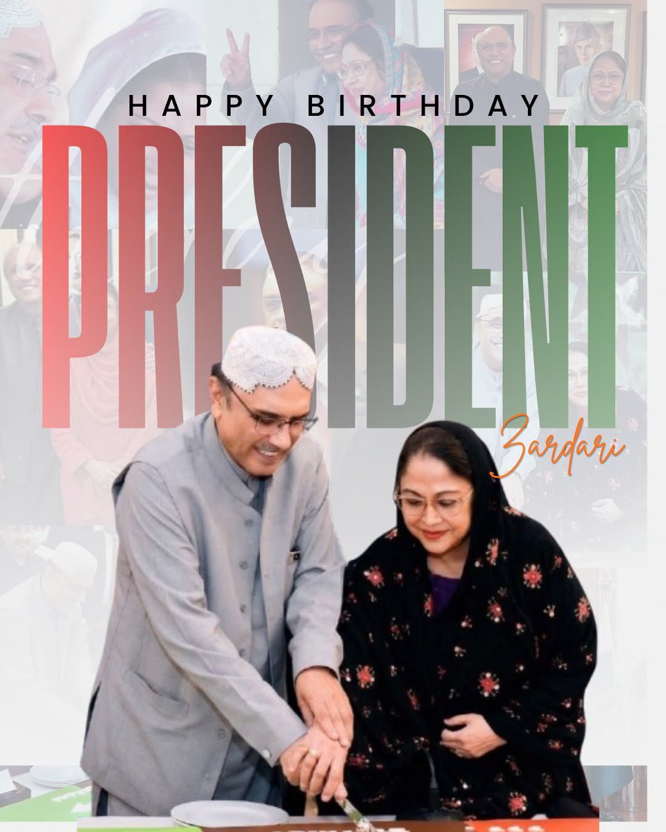 Hi_arish's tweet photo. Many happy returns of the day to President Asif Ali Zardari. May Allah bless him with a long and healthy life and guide him in his responsibilities for the betterment of Pakistan.

#HBDPresidentZardari #سالگرہ_مبارک_صدرزرداری https://t.co/Yx1wSd4IQm