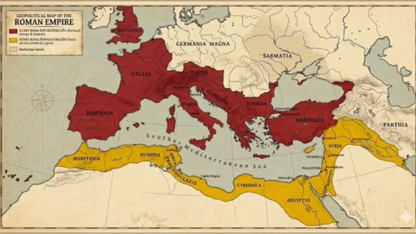 MarkKen29359633's tweet photo. What if the Roman Empire had split into North and South? #Roman #RomaEmpire https://t.co/pWDUiAuAAm