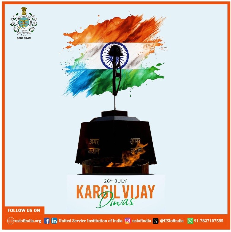 USIofIndia's tweet photo. #USI salutes the courage and sacrifice of our brave soldiers on #KargilVijayDiwas. The nation remains forever indebted to our bravehearts, whose valour and supreme sacrifice continue to keep India secure. @SpokespersonMoD @HQ_IDS_India @adgpi @IAF_MCC @IndiannavyMedia https://t.co/zywf6i4vIG