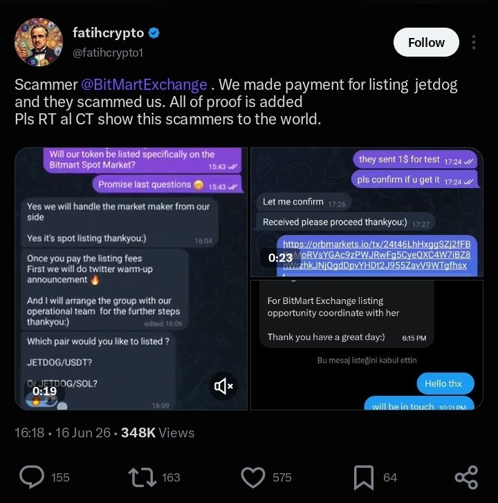 MRJEM0306's tweet photo. Here's another clear evidence they scammed another dev in the name of listing. It's not just $WKC only.. They're ch@rlatanš

Start here.                                                                 End here https://t.co/qJTY5ByQ4z