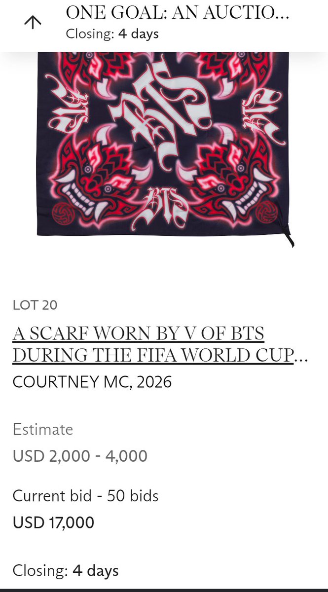 Purpleborahae95's tweet photo. @Worldwide_KTH Wow! Taehyung's Scarf is USD $17,000 right now 😙 https://t.co/dLE6CXRsU8