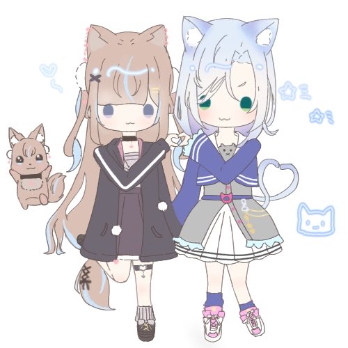 Nyansuke_dayo's tweet photo. 狼牙ヒナちゃんと猫松フェリィちゃんのバルーンスタンドのイラスト描かせてもらいました！！2人とも頑張ってね！！

 #狼画ヒナ  #フェリィラスト https://t.co/E7RGgofhXi