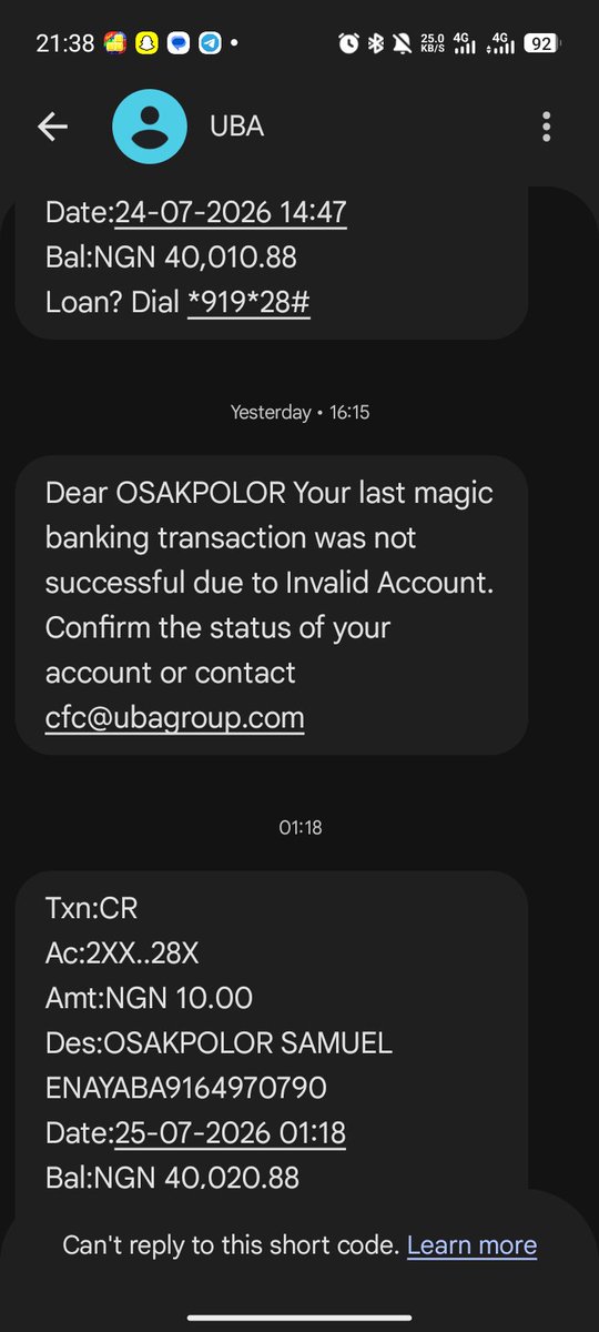 samuelenayaba3's tweet photo. @UBAGroup I sent an email to your guys since on Friday all ur customer service contacts are not working since Thursday I have been unable to make any transactions even my debit card is not working please u guys have to fix this am tired https://t.co/yT4jnpepj5