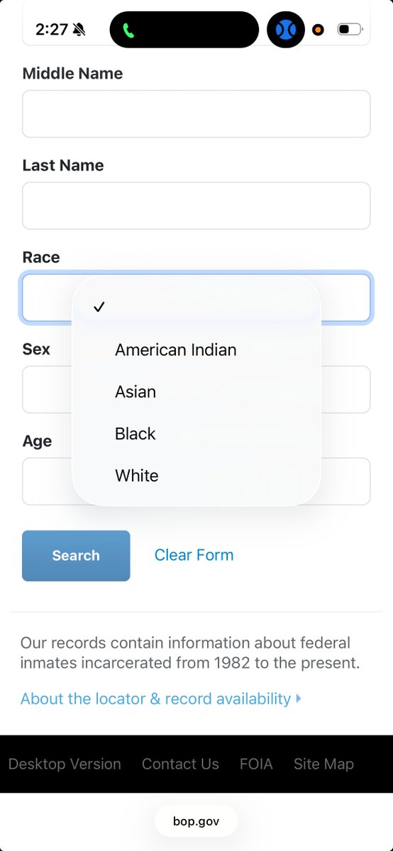 1979Cutlass's tweet photo. This is from the Federal BOP inmate look up. @LibertyDagger literally millions of crimes have been blamed on us with this simple omission of hispanics. https://t.co/5sV64OjJ4P