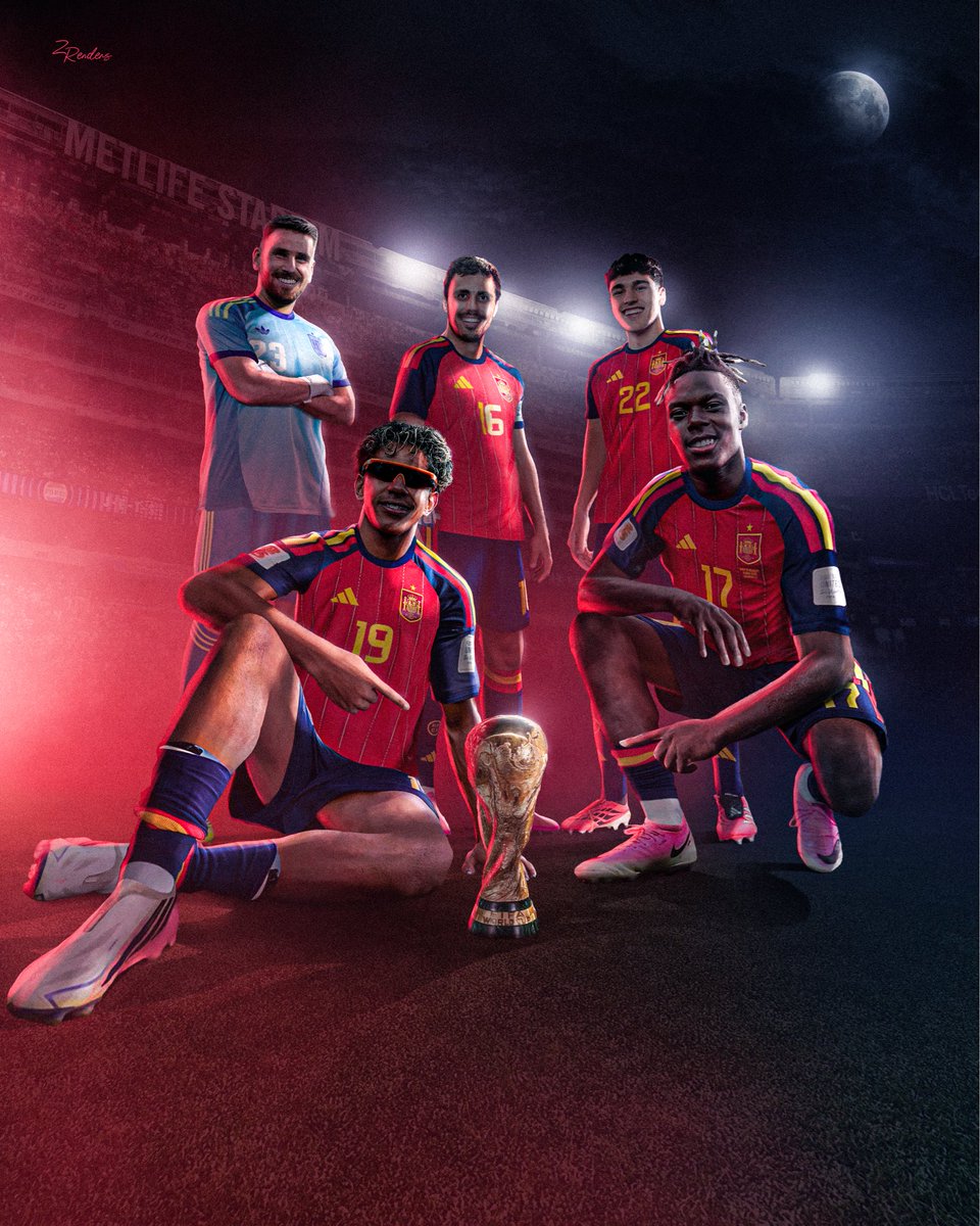 zrenders's tweet photo. Champions of the World 🏆

Made with @Photoshop 🎨
NO AI ❌

Inspired by @RicoDaVinciii 

-

#photoshop #smsports #worldcup #spain #lamineyamal 
@SEFutbol @FIFAWorldCup https://t.co/1A88j5EEFm
