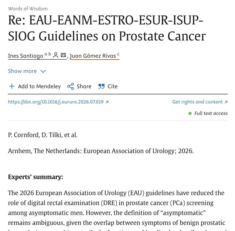 knowuro's tweet photo. Our new Words of Wisdom is out in @EUplatinum !

This year, while revising the prostate cancer chapter of Urology: The Last Review with @JGomezRivas, we ran into a few questions about the use of DRE in the EAU prostate cancer guidelines
Read it here 👉 https://t.co/BwwBJq9qv8 https://t.co/ytAm4nwbke