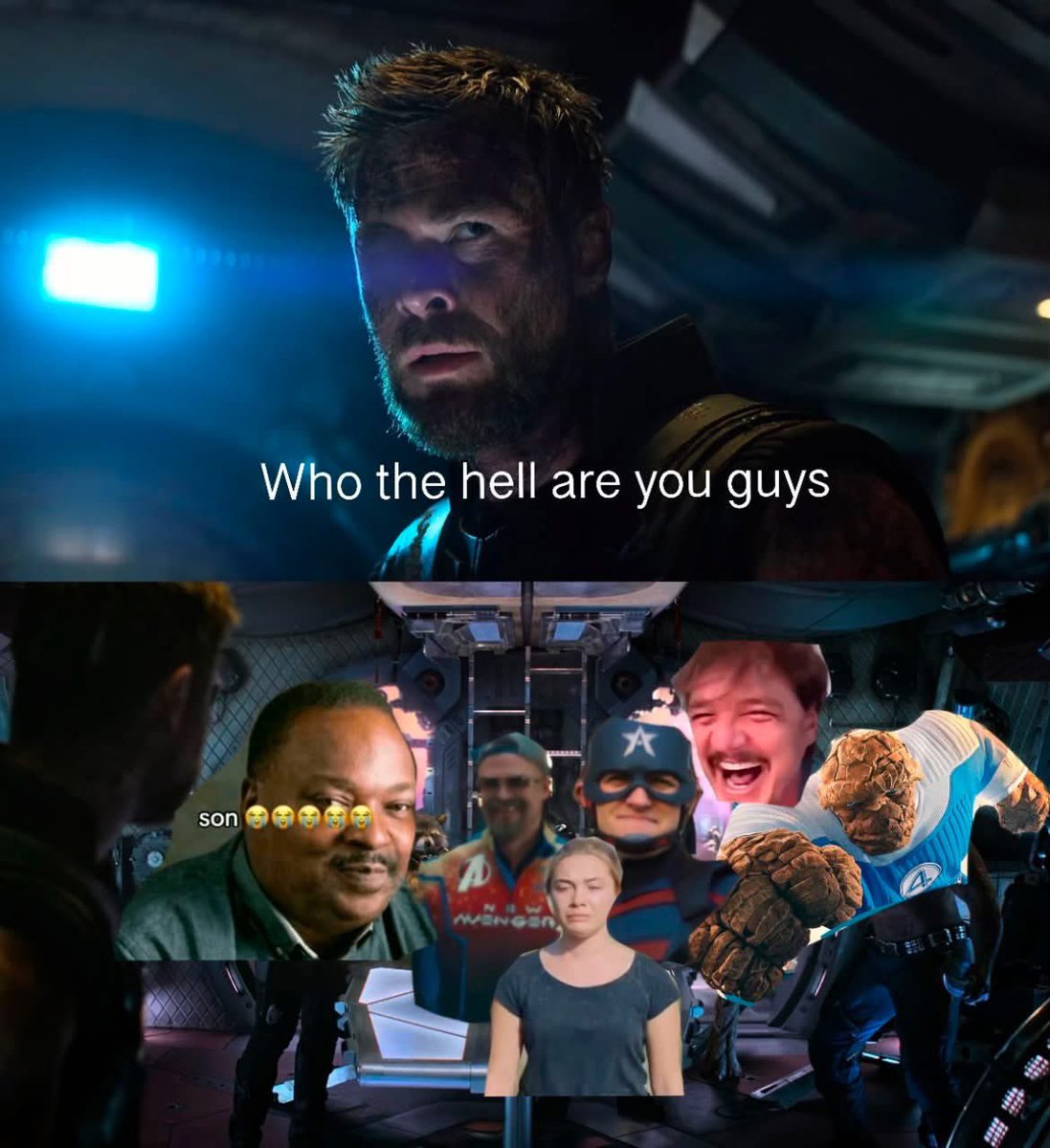 MrAbbeetim's tweet photo. Thor seeing the new avengers for the first time 😆 https://t.co/zqeeyYSl7q