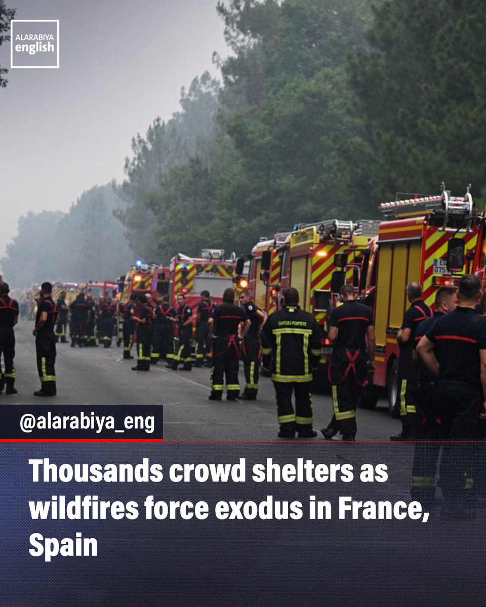 Thousands have crowded into emergency shelters in France and Spain after wildfires drove more than 300,000 people to flee their homes and holiday accommodation.