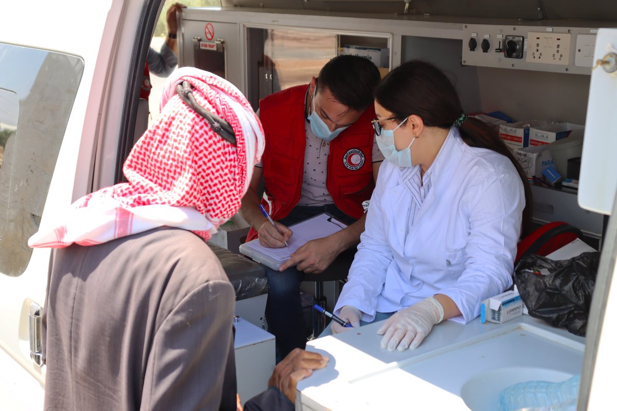 SYRedCrescent's tweet photo. #SARC mobile clinic continues serving families in Aq Burhan Camp in Akhtarin, rural #Aleppo, providing essential healthcare for children, women, and older people, with support from @IFRC_MENA . https://t.co/AtDj3dfvlH