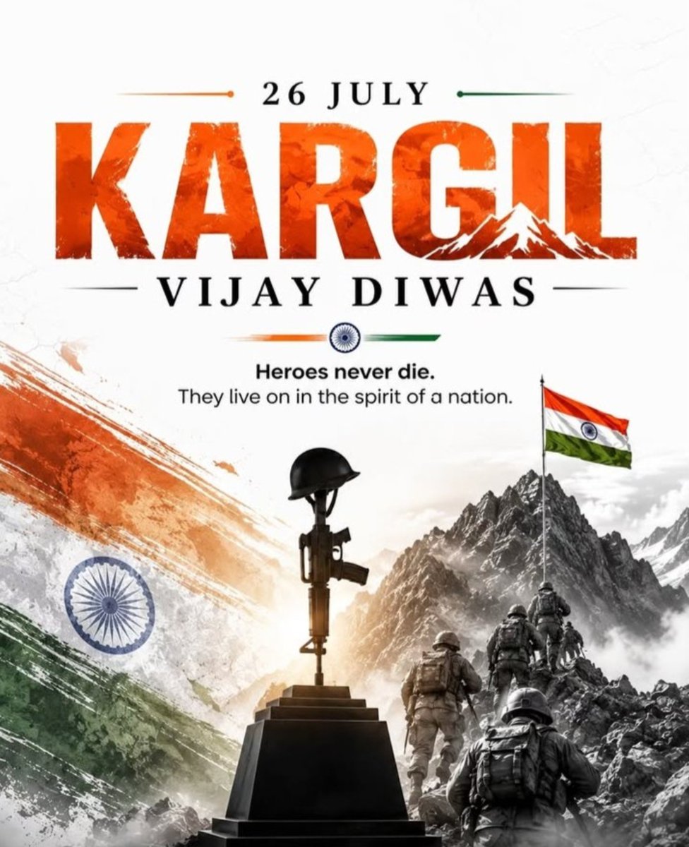 AaidanSwami's tweet photo. Kargil Vijay Diwas 🇮🇳
Heroes Never Die. 
They Live On The Spirit Of A Nation. 
🇮🇳🪖🫡
#KargilVijayDiwas https://t.co/Bnij8NsL7a