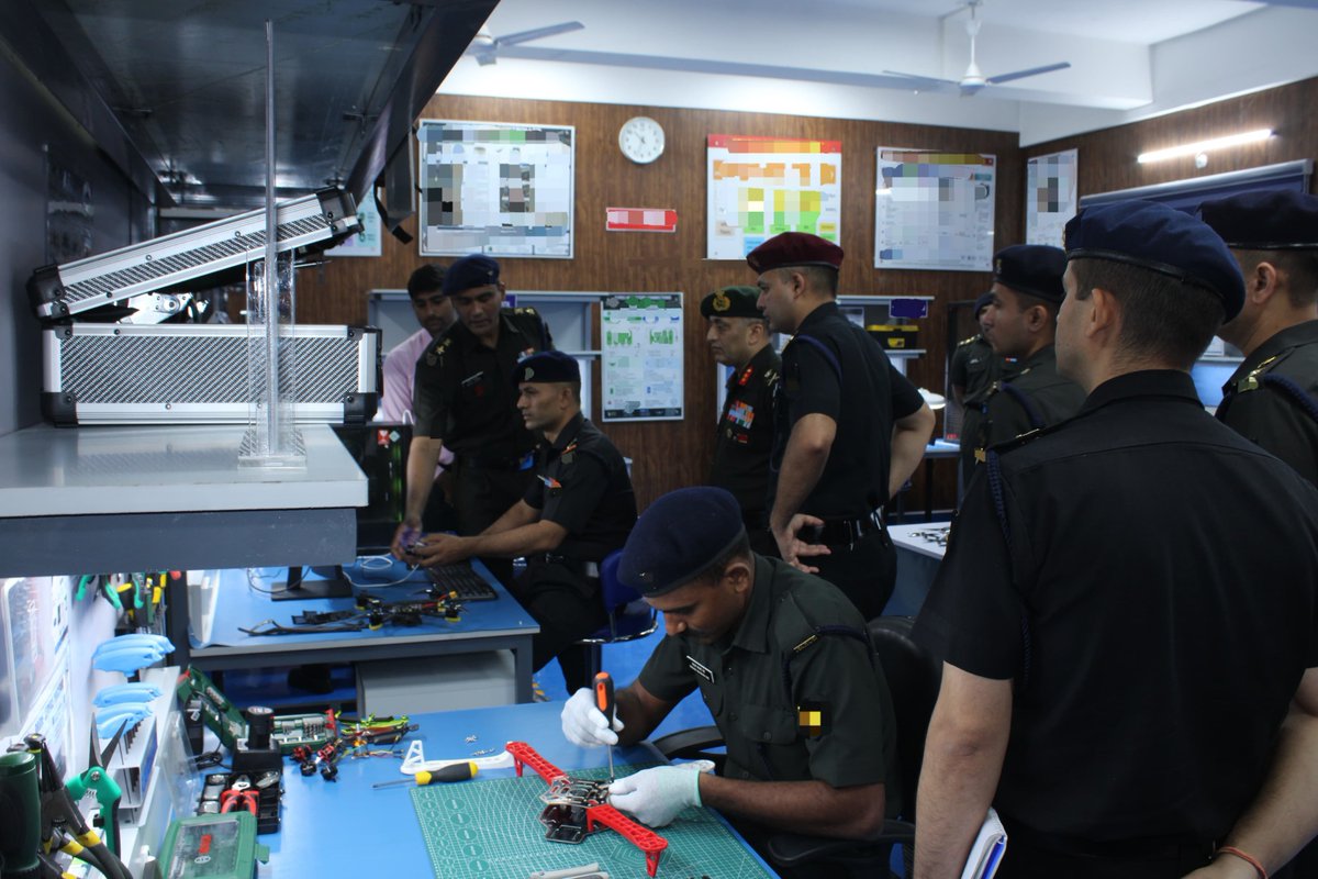 UBArea_IA's tweet photo. 🇮🇳⚙️ DRONE POWER. BATTLE READY. ALWAYS. ⚔️

Every battle is won long before the first shot is fired. ⚙️🇮🇳
At #GoldenKeyEagles, innovation is becoming combat power. Maj Gen Amaresh Gunjan, SM, VSM, GOC #GoldenKeyDivision reviewed operational readiness and lauded the cutting-edge Drone Repair & Training Facility, advanced software solutions and mission-critical repair capabilities that keep every system battle-ready.
Self-reliance isn't a slogan—it's a force multiplier. Every repaired drone. Every restored system. Every mission secured.
Ready. Resilient. Relentless. 🇮🇳⚔️
#IndianArmy #SuryaCommand #GoldenKeyDivision #GoldenKeyEagles #DroneRepair #MilitaryInnovation #CombatReady #AlwaysOperational #MissionReady #AtmanirbharBharat #OperationalExcellence #भारतीयसेना #सूर्यकमांड #आत्मनिर्भरभारत
@adgpi @panchshulpulse @PRODefDehradun @suryacommand @IbexRadioTarana @radioibextarana @voiceofspiti @voiceofkinnaur  @ProDefLko @SpokespersonMoD @DefMinIndia