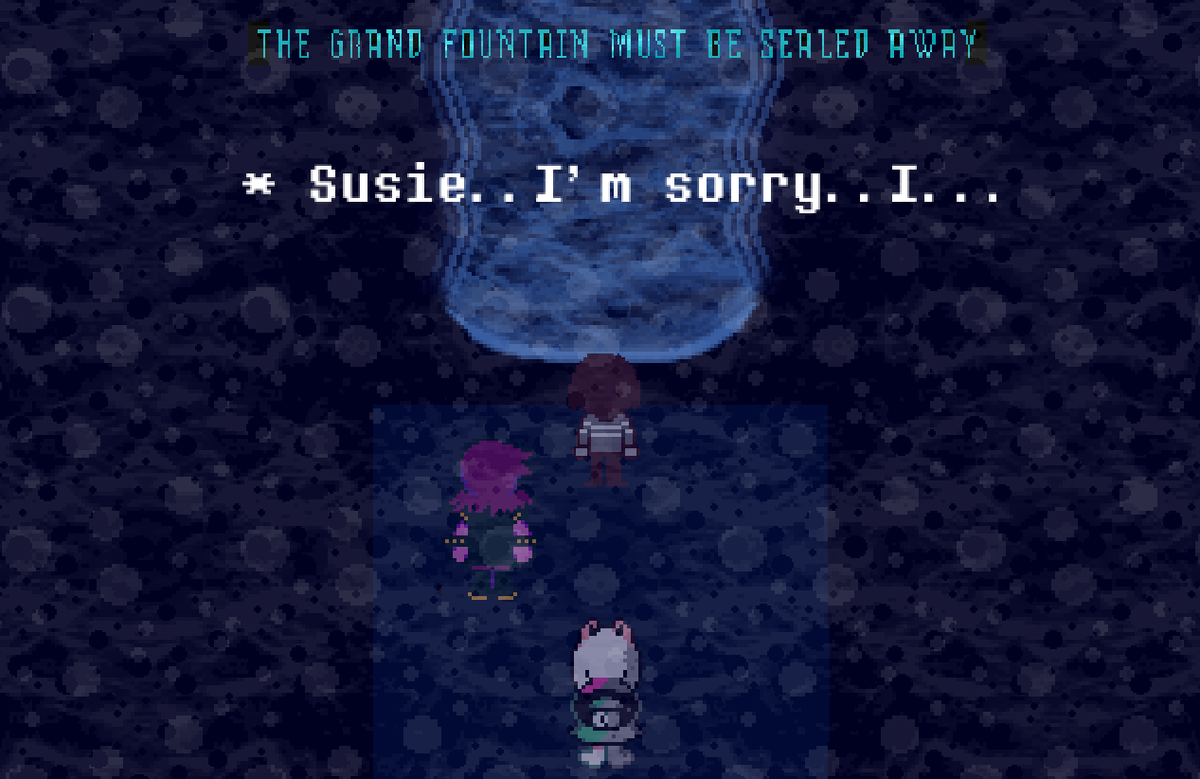 Sheep4123's tweet photo. Deltarune Chapter 7 Final Tragedy: Susie's Idea

Is this going to work? https://t.co/AwNeIeT8iW