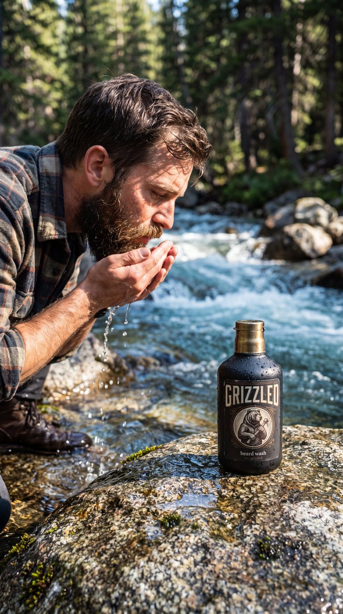 MichaelofMars_'s tweet photo. Created these 3 concept images for the beard wash of my fictional brand Grizzled

What do y'all think? https://t.co/okqHlWdgBi