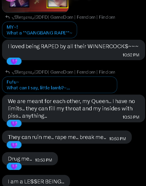 UrQueenMorgana's tweet photo. Everyone's favorite $𝐋𝐔𝐓 just can't stay away from 𝐋𝐎$𝐈𝐍𝐆 after going through my training regime~

Ain't that right? @Eske_Loses 

Anyways. Just wanted to share you all how this $𝐋𝐔𝐓𝐓𝐘 𝐋𝐎$𝐄𝐑 loves being bullied by ANYONE~

Feel free to do it~. Her DM's are open~ https://t.co/edbRAJFCX2