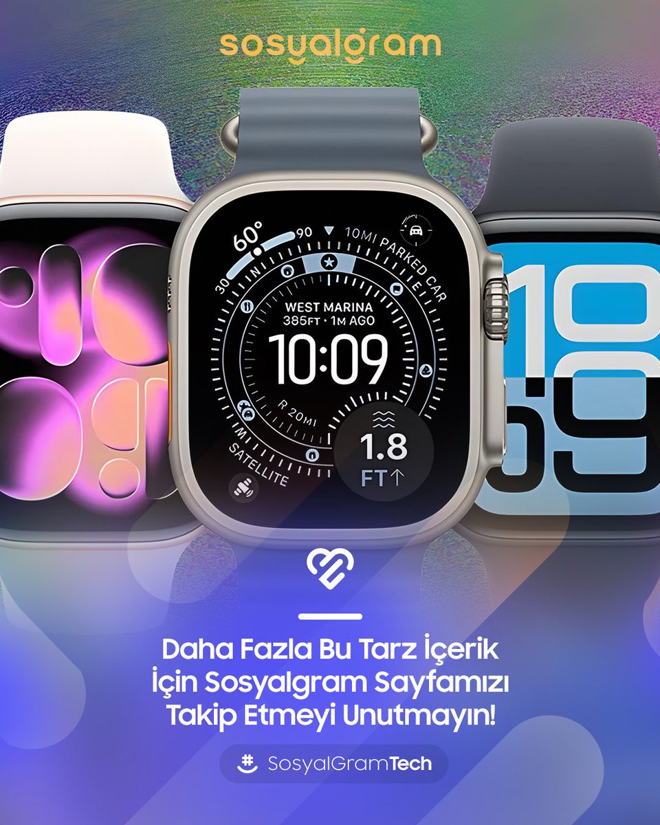 Sosyalgramcomtr's tweet photo. Apple Watch’ta şarj derdine son mu geliyor? 

Yeni güncellemeyle gelişen proaktif pil optimizasyonları ve akıllı tasarruf bildirimleri saat kullanım süresini uzatıyor. 

#AppleWatch #watchOS #Teknoloji #SosyalGramTech #SosyalGram https://t.co/kfeyFoPsJM