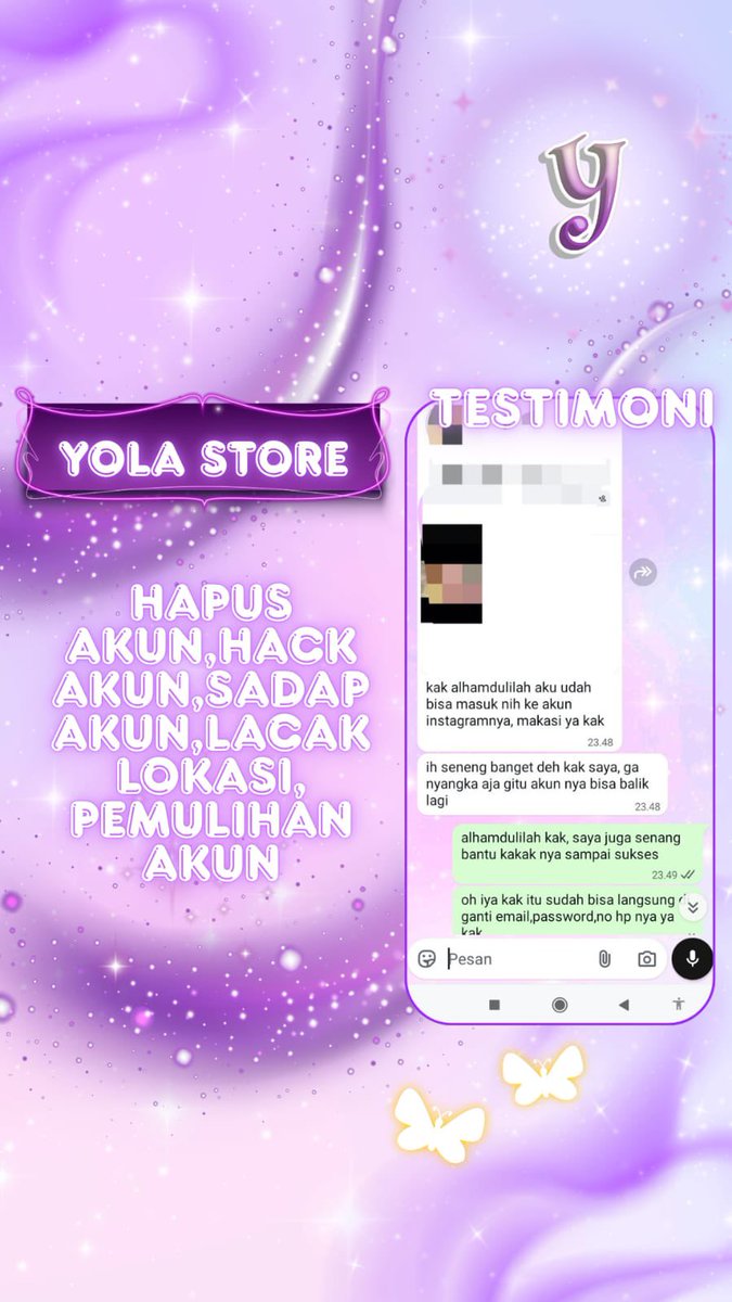 stuffanie_'s tweet photo. Sadap WhatsApp &amp; Lacak Lokasi

-Jasa Pemulihan Akun
Fb, Wa, Ig, TikTok, Line, X, Gmail
all sosmed..

-Jasa Hapus Akun
Facebook, Instagram,TikTok,WhatsApp, Line, X, Gmail, Telegram &amp; all sosmed.

🗣️: Tanpa Email, Pasword, Hilang Akses?
➡️:  Konsultasi hubungi wa di bio✨
#zonauang https://t.co/zvfpzCw3OZ