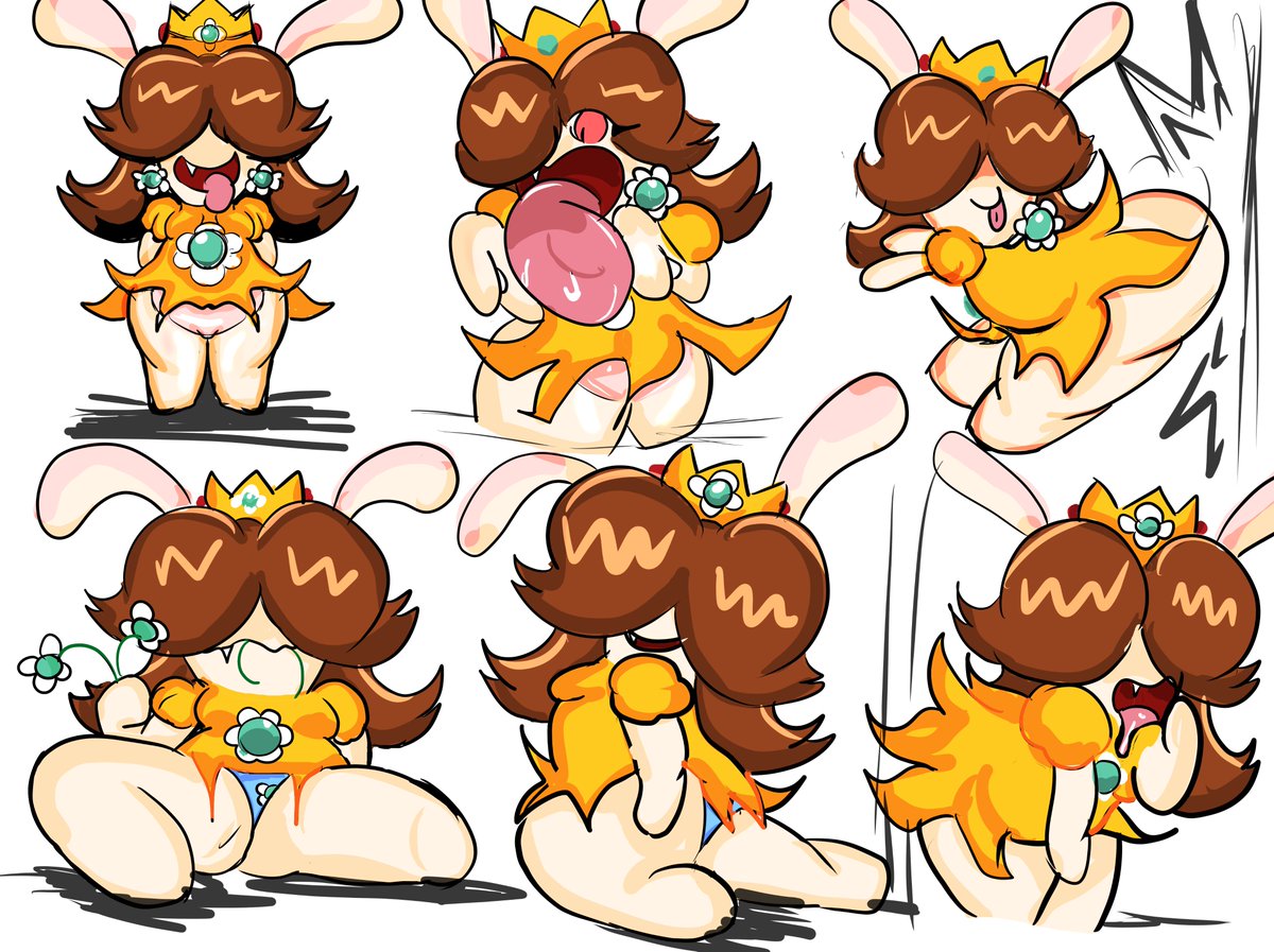 Teeeff01's tweet photo. I´ve been thinking about how weird it is that there still isn´t a rabbid  daisy in the Mario + Rabbid games, so i thought i would have fun and  make up a design for her the actual daisy would probably hate her https://t.co/LPk6wrwqlo
