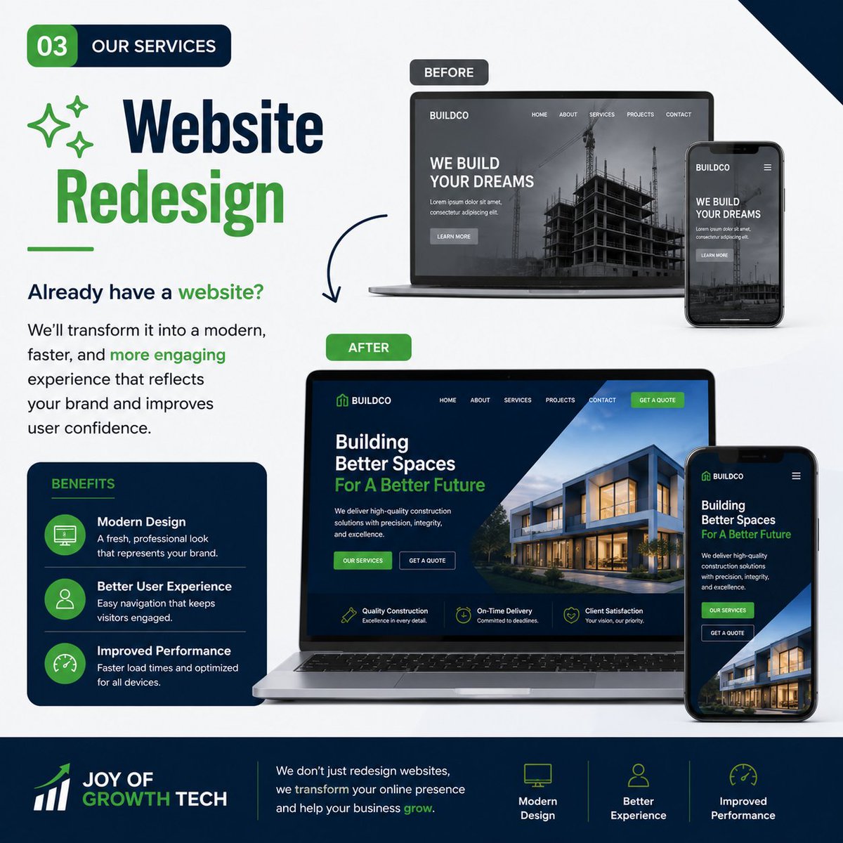 Joyofgrowth's tweet photo. Your website should help your business grow—not just exist.

At Joy of Growth Tech, we build:

💻 Business Websites 🛒 E-commerce Stores ✨ Website Redesigns 🎯 Landing Pages 📈 Social Media Marketing 🔧 Website Maintenance.
#WebDesign #Ecommerce #BusinessGrowth #JoyOfGrowthTech https://t.co/bLLd9erehO
