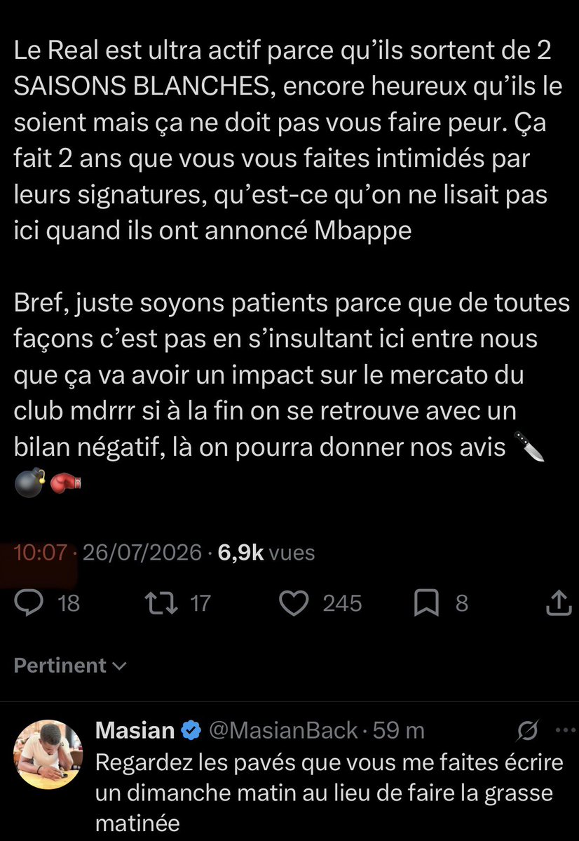 ArthurMelista's tweet photo. Le meme message avec 20min d’intervalle pour manipuler l’opinion de la commu.
Yous a amené Masian faire une petite photo avec Laporta donc il doit faire la pompom girl quand Yous lui envoie des consignes en DM.
Quelle tristesse https://t.co/MLUzShxsLl
