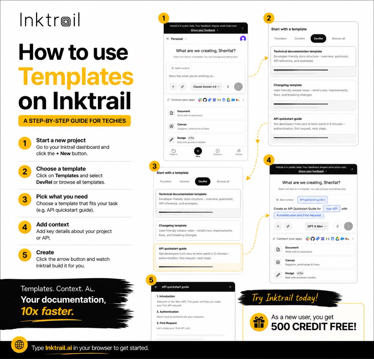 inktrailai's tweet photo. Your API docs shouldn’t take hours. Build them in minutes with INKTRAIL.

New users get 500 FREE credits.

Type https://t.co/FaFHxwIjpA into your browser. https://t.co/zPHwV0IGXr