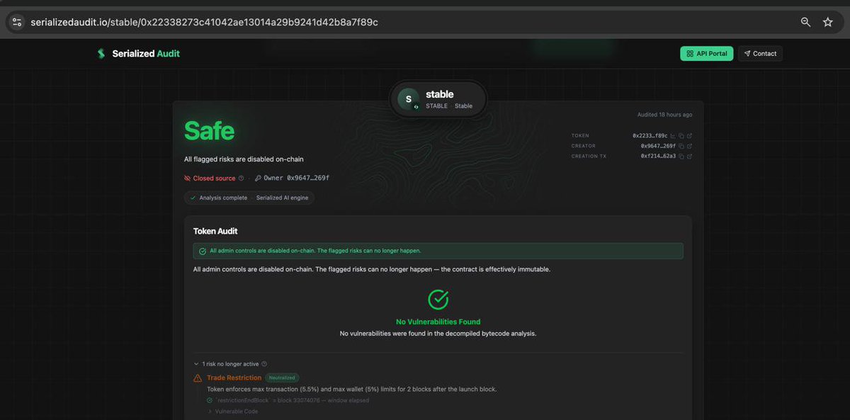 Stable_USDT's tweet photo. Second external audit marked us as safe!

0 Vulnerabilities found

Trade, launch safely on https://t.co/4IkZWC5Im9

Hold $STABLE and earn 

0x22338273c41042ae13014a29b9241d42b8a7f89c https://t.co/sv29pFMNl8
