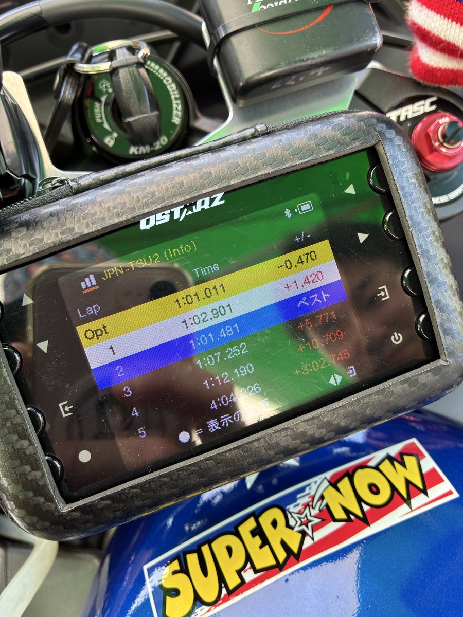 Sodo_hh's tweet photo. ちなみに動画の星条旗🇺🇸カラーのバイクは、伝説の今泉七瀬さんと僕が色々考えて作り上げたZX-4RR 40th Anniversary Edition（エンジンどノーマル）です

藍はちょろ乗りで0の5
59秒も全然出るらしい

ちなみに七瀬さんはセクターベスト1の0
今特注で頼んでるFサスのバネがくれば七瀬さんも0の7は出そう https://t.co/MBMMZVUhgo