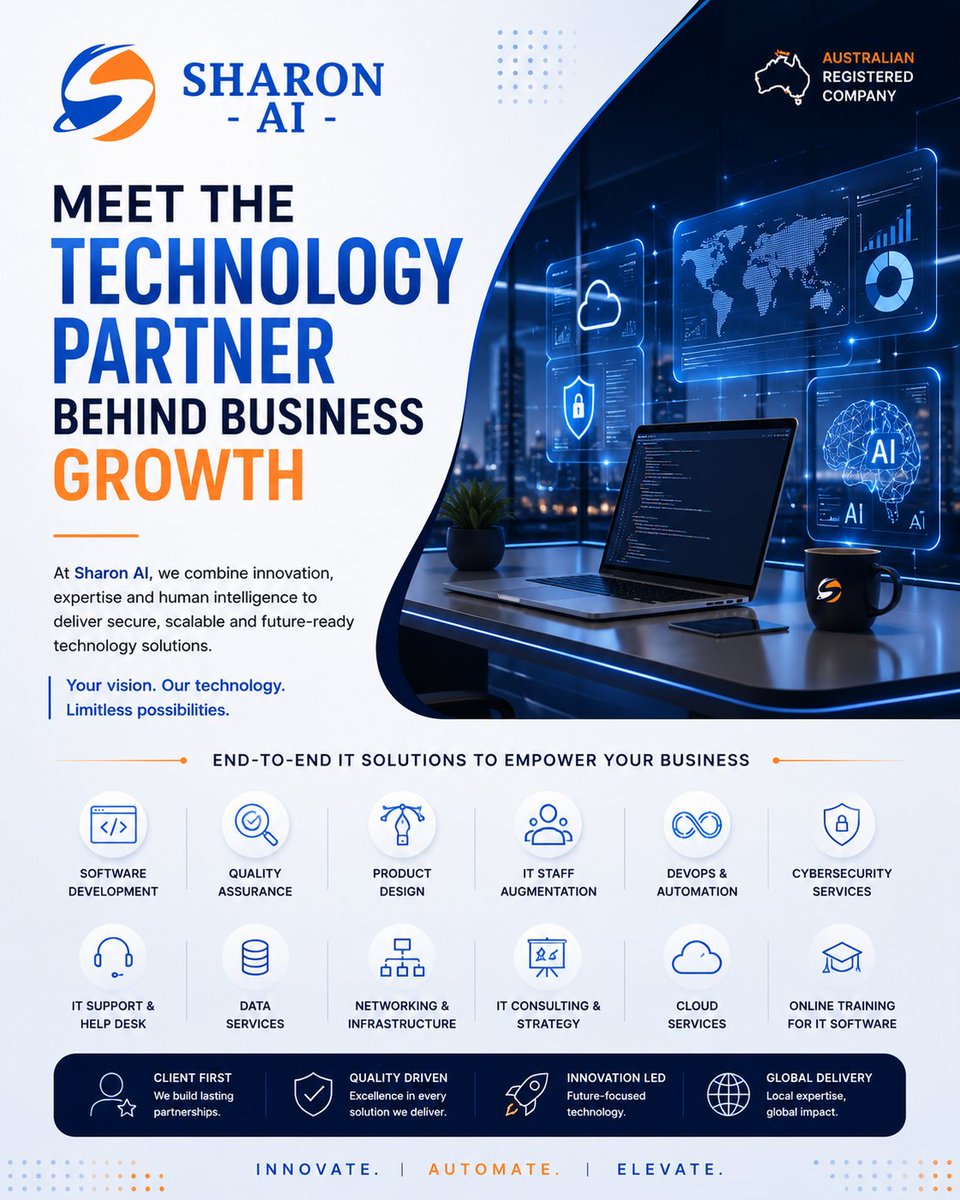 sharoninfo_ai's tweet photo. 🚀Your technology partner for business growth.

From software development and AI to cloud, cybersecurity, DevOps, and IT consulting, Sharon AI delivers secure, scalable solutions that help businesses innovate and grow.
#SharonAI #ArtificialIntelligence #Innovation #Automation #AI https://t.co/0Cxoh6CbVN