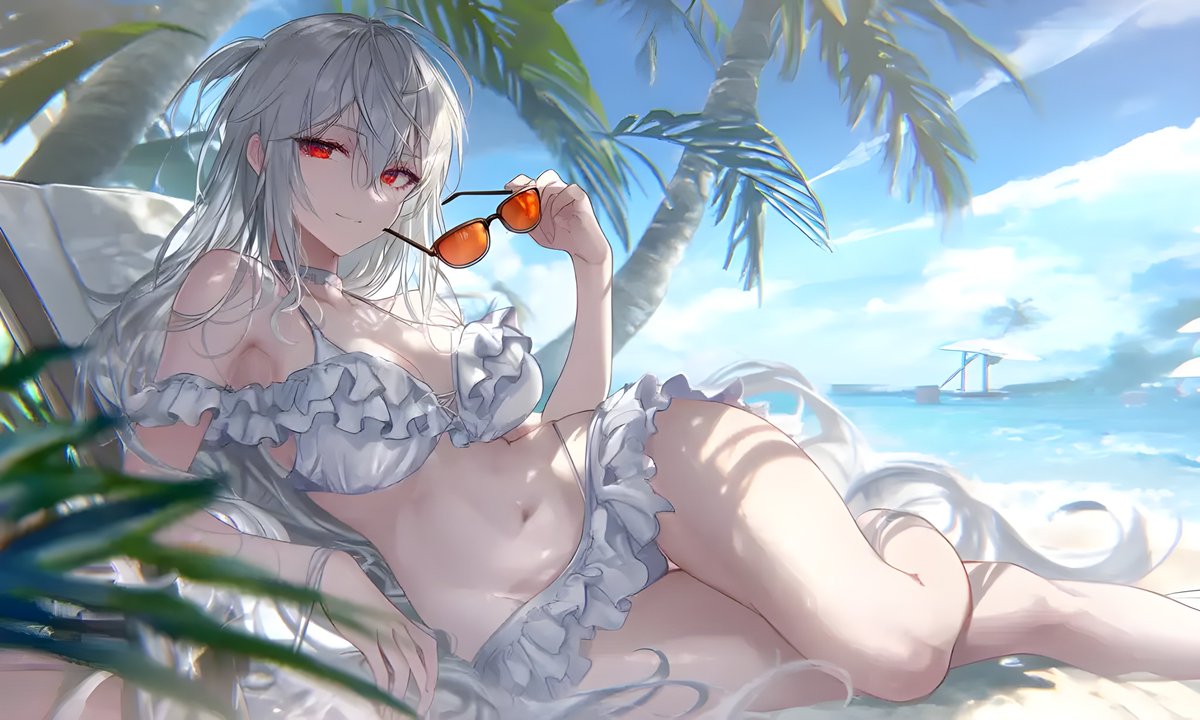 SLOTH303's tweet photo. スカジ / Skadi 🦈🌊

たまには海で静かに過ごすのも悪くない。
……でも、視線を感じると少しだけ落ち着かない。

ドクターは、海と深海ならどちらの私に会いたい？
今日は一緒にのんびりしていく？☀️

🩵🌊
#アークナイツ #Arknights #Skadi #スカジ https://t.co/5U16mpp9jU