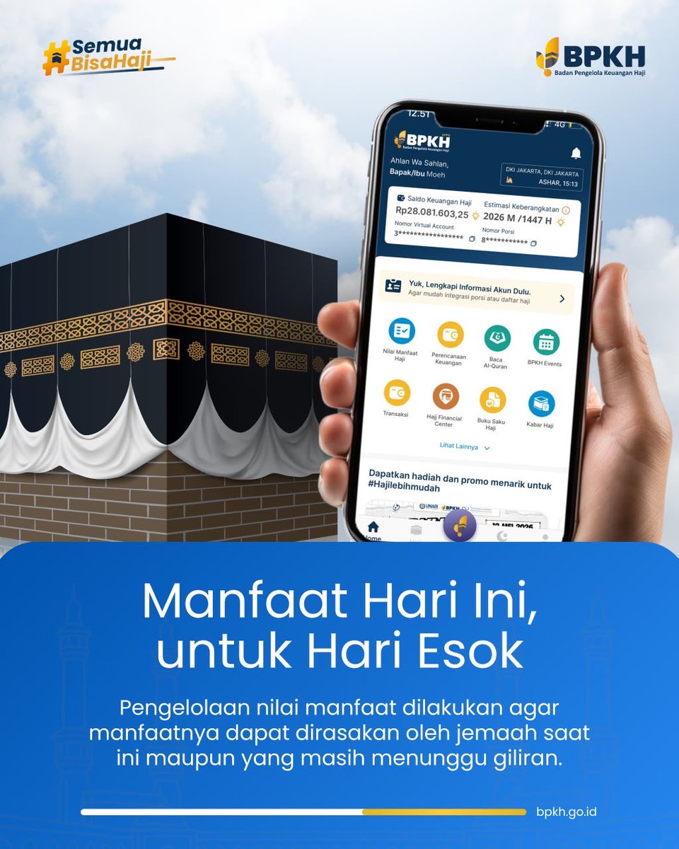 BPKHRI's tweet photo. Keberlanjutan adalah kunci pengelolaan dana haji. 🌙

Nilai manfaat dikelola secara aman, sesuai syariah, dan berkelanjutan agar dapat dirasakan oleh jemaah yang berangkat hari ini maupun calon jemaah di masa mendatang.

#bpkhri #semuabisahaji #ayohajimuda https://t.co/hl3CY4gJDF