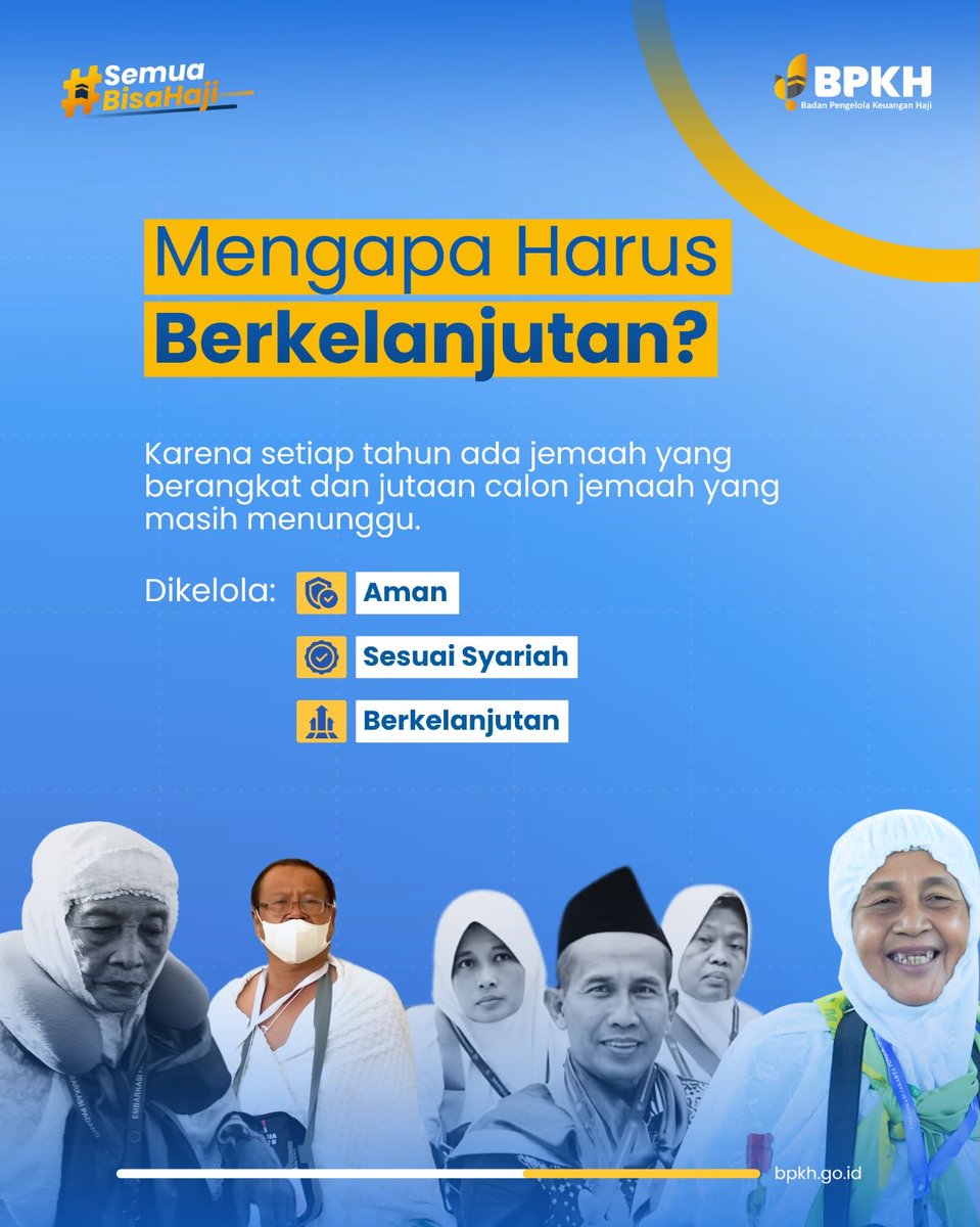 BPKHRI's tweet photo. Keberlanjutan adalah kunci pengelolaan dana haji. 🌙

Nilai manfaat dikelola secara aman, sesuai syariah, dan berkelanjutan agar dapat dirasakan oleh jemaah yang berangkat hari ini maupun calon jemaah di masa mendatang.

#bpkhri #semuabisahaji #ayohajimuda https://t.co/hl3CY4gJDF