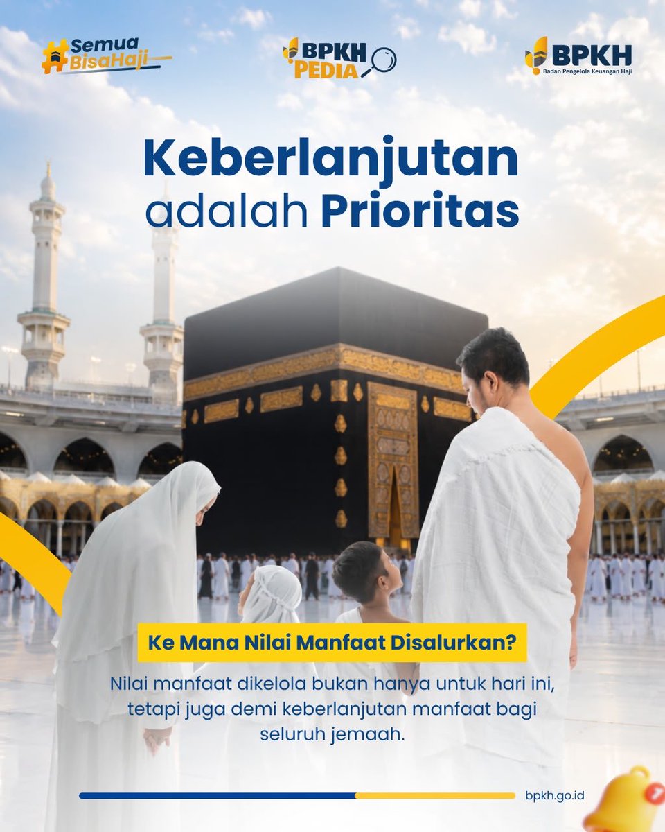 BPKHRI's tweet photo. Keberlanjutan adalah kunci pengelolaan dana haji. 🌙

Nilai manfaat dikelola secara aman, sesuai syariah, dan berkelanjutan agar dapat dirasakan oleh jemaah yang berangkat hari ini maupun calon jemaah di masa mendatang.

#bpkhri #semuabisahaji #ayohajimuda https://t.co/hl3CY4gJDF