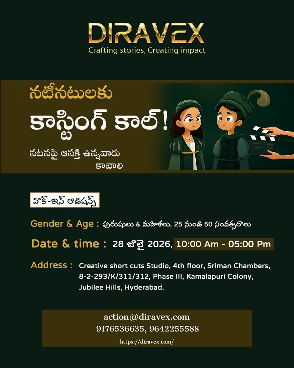 TrueFilmLovers's tweet photo. #Audition #CastingCall #CrewCall #JanaNayagan #Ramayana #Odyssey #Toxic

Contact: action@diravex.com 9176536635, 9642255588 https://t.co/H5eHotYZrY

Note: We are not related to the original post in any capacity
Any wrong doing happens we r not responsible

IG @diravexpvtltd https://t.co/jpRUJRcbeu