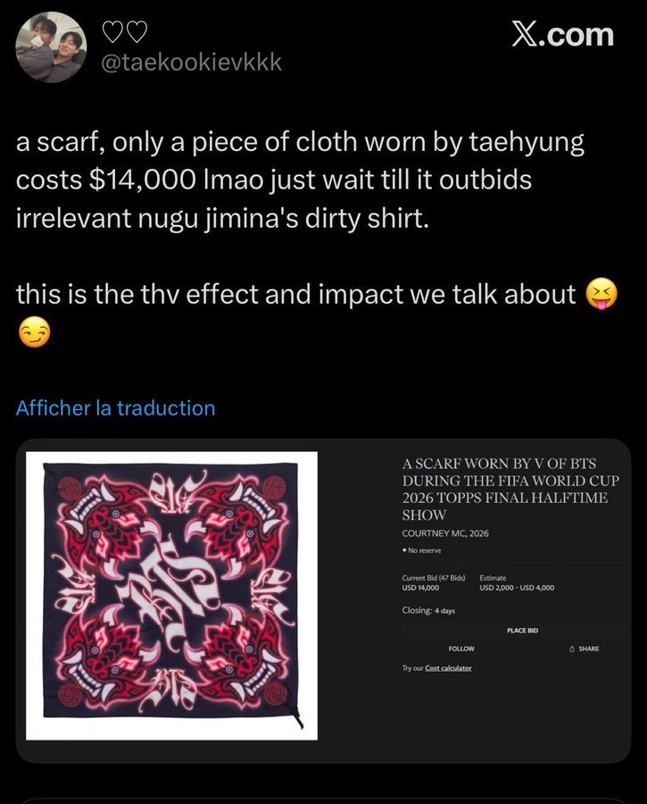 JKJMKEEPGOING's tweet photo. It's not about charity for Tkkrs and KTHs.

It's about being the one everyone talks about.

Can't you guys understand that this isn't about competition? It's about the fact that Jimin's shirt reached $15,000 USD, even surpassing Messi's jersey at that point, without anyone having to rally people or flood comment sections telling everyone it had the highest bid.

That's what organic support looks like.

This is impact.
This is influence.
This is relevance.