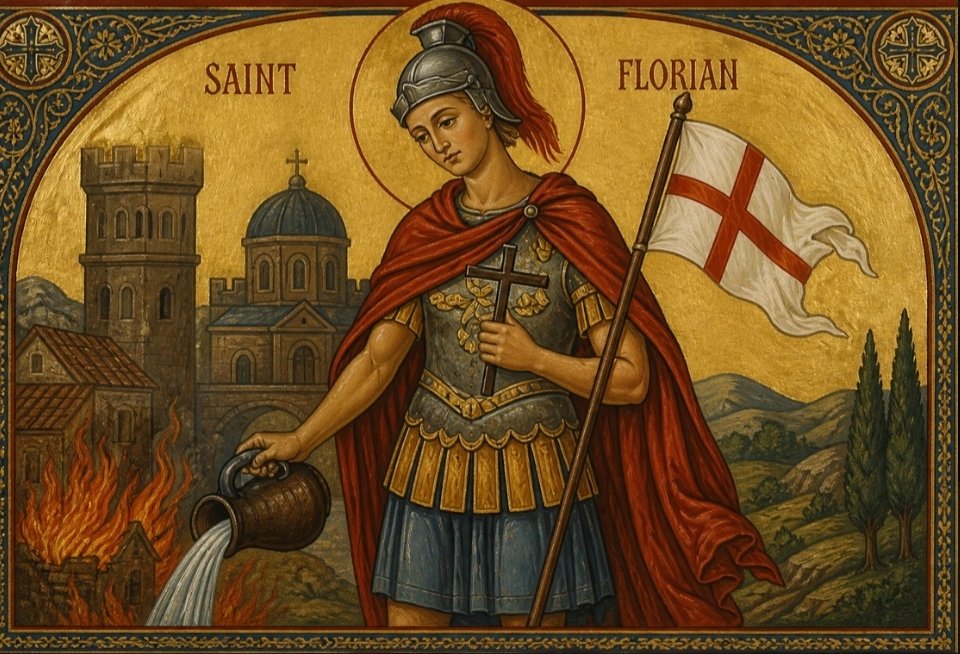 Seathiell's tweet photo. Pour nos pompier, en première ligne sur les différents feux en France.

Priez saint Florian ou sainte barbe, saints patrons des pompiers.

Saint Florian,
Officier romain, martyr du Christ,
Toi qui as combattu le feu et les persécutions avec un courage héroïque,
Toi qui as éteint un incendie avec un simple seau d’eau par la puissance de ta foi,
Intercède pour nous auprès du Seigneur.  
Protège tous les sapeurs-pompiers qui risquent chaque jour leur vie
pour sauver celle des autres.
Donne-leur force, prudence, sang-froid et succès dans leurs interventions.
Préserve-les du feu, de la fumée, des effondrements et de tout danger. 
Veille sur leurs familles qui attendent leur retour dans l’angoisse.
Accorde-leur de rentrer sains et saufs après chaque mission. 
Saint Florian, patron des pompiers,
Prie pour nous, maintenant et à l’heure de notre mort.
Amen.