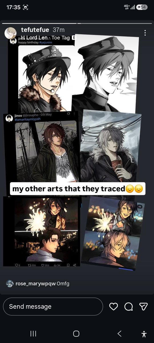 shenincubus's tweet photo. Hello everyone in n+c fandom. This person has traced my friend's art @soll4kei many times. Please help her report this account https://t.co/DenmvslvXe