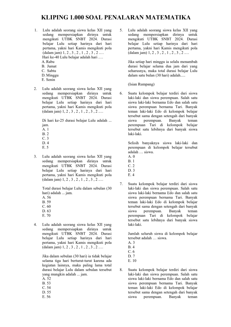 latsolyuk's tweet photo. Latihan Soal PK PM by @aninayea 

📑 PM: https://t.co/UVVcSXn7D8
📑 PM: https://t.co/NyCEWgjJZG
📑 Latsol TTL: https://t.co/mvo4hZ6PQK
📑 1000 soal PM: https://t.co/NfgToNGT5r
📑 100 soal: https://t.co/XwIJniiqiz
🖇️ Join Saluran Latsolyuk: https://t.co/o326bZPmvK https://t.co/9V4nI1ZqzF